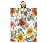 JXDXHCW Couverture avec imprimé floral et tournesol, coquelicot, marguerite, couverture moelleuse et légère pour canapé-lit, 100 x 125 cm