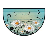 JXDXHCW Demi-lune Paillasson antidérapant en TPR pour porte d'entrée, couloirs, entrée, 60 x 90 cm, fleur de marguerite musicale