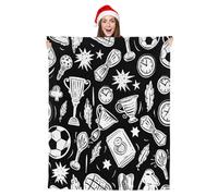 JXDXHCW Jeté avec imprimé trophées sportifs - Couverture moelleuse et légère pour canapé-lit, 100 x 125 cm, noir