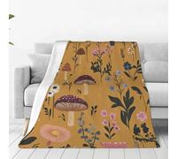 JXDXHCW Jeté de lit avec imprimé champignons et fleurs sauvages, couverture et jeté pour canapé-lit, 150 x 125 cm