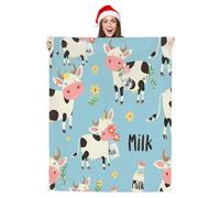 JXDXHCW Jeté de lit avec imprimé de vache mignonne - Jeté moelleux et léger pour canapé-lit, 100 x 125 cm