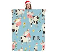 JXDXHCW Jeté de lit avec imprimé de vache mignonne - Jeté moelleux et léger pour canapé-lit, 125 x 150 cm