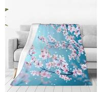 JXDXHCW Jeté de lit avec imprimé fleurs de cerisier japonais, couverture moelleuse et légère pour canapé-lit, 100 x 75 cm