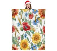 JXDXHCW Jeté de lit avec imprimé floral et tournesol, coquelicot, marguerite, couverture moelleuse et légère pour canapé-lit, 125 x 150 cm
