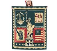 JXDXHCW Jeté de lit avec imprimé statue de la Liberté du 4 juillet - Couverture moelleuse et légère - Pour canapé et lit - 150 x 200 cm