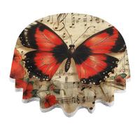 JXDXHCW Nappe ronde à bords en dentelle de 152,4 cm, tissu polyester rustique avec bordure en dentelle élégante, épaisseur de 0,5 mm, lavable et infroissable