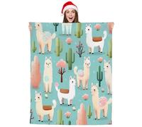 JXDXHCW Plaid avec imprimé mignon alpaga lama animal cactus - Couverture moelleuse et légère - Jeté de canapé - 125 x 150 cm