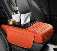 JXDYY Voiture Coussin D'Accoudoir pour Alpine A110 2017 2018 2019 2020 2021 2022 2023 2024 2025 2026, Antidérapant Console Centrale Tapis Cuir PU Accoudoir Central Couvercle Interieur,F-Orange