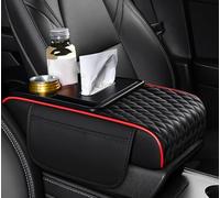 JXDYY Voiture Coussin D'Accoudoir pour Alpine A110 2017 2018 2019 2020 2021 2022 2023 2024 2025 2026, Antidérapant Console Centrale Tapis Cuir PU Accoudoir Central Couvercle Interieur,G-Black+Red
