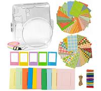 Jxe 7 en 1 Bundle Kit accessoires pour appareil photo Fujifilm Instax Mini 70 - Lot de Coque de protection transparente, sangle, autocollant Boarder, cadre de bureau, mur Cadre à Suspendre, pinces en