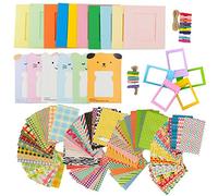 JXE Kit d'accessoires 7 en 1 pour appareil photo Fujifilm Instax Mini 9/8 (autocollant, cadre en plastique, cadres rectangulaires et animaux, clips avec corde)