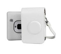 JXE Sac à bandoulière en cuir PU pour appareil photo instantané Fujifilm Instax Mini Liplay Blanc