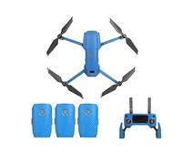 Jxe Stickers en Fibre de Carbone Batterie Autocollant Body Skin télécommande Ensemble de complète protecteurs Drone Autocollant pour DJI Mavic 2 Zoom - Bleu