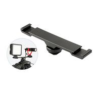 JXE Tripod Dual Mount Cold Shoe Plate Extension Bar Bracket Adapter for Microphone/LED Video Light,Phone Vlogging Rig Setup