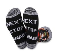JXGZSO Cadeau de voyage canadien pour amoureux du prochain arrêt Canada Chaussettes Canada Cadeau de voyage Symboles canadiens Cadeau souvenir Cadeau canadien, Next Stop Canada, M-L Taille tall