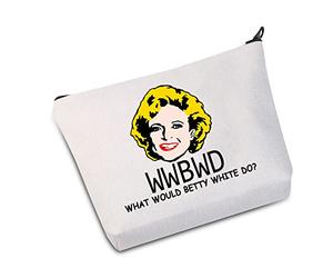 JXGZSO Cadeau d'inspiration dorée What Would Betty White Do Trousse de Maquillage Sac de Voyage pour Meilleure Amie Cadeau d'anniversaire, Blanc., Sac à Dos Blanc