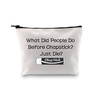 JXGZSO Chapstick Lover Gift What Did People Do Before Chapstick Trousse de maquillage pour pommade à lèvres Cadeau sur le thème des lèvres (What Did People Do Before Chapstick)