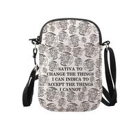 JXGZSO Drôle sac à bandoulière Sativa Indica Cannabis Gift Sativa To Change The Things I Can Bag, Sac Sativa Indica, S
