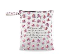 JXGZSO Trousse de maquillage amusante en forme de pieuvre avec inscription True Friends Stick Like A Octopus On Your Face - Cadeau idéal pour un ami, Sac d'épicerie Best Friend en forme de pieuvre