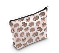 JXGZSO Trousse de maquillage amusante Hippopotame Cadeau d'éleveur Hippopotame Fermeture éclair, Hippo Meme