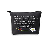 JXGZSO Trousse de maquillage avec fermeture éclair « Good Luck Ladybug » - Cadeau idéal pour les femmes quand elle swoops In It's To Remind Us Not Let Worries Cloud A Single Day, Ladybug Noir,