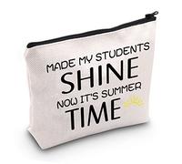 JXGZSO Trousse de maquillage d'été pour enseignant Summer Vacation Made My Students Shine Now It's Summer Time Sac de rangement cadeau fin d'année, Made My Students Shine