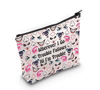 JXGZSO Trousse de maquillage inspirée du film Joker - Avec inscription « Wherever I Go Trouble Follows », Wherever I Go Trouble