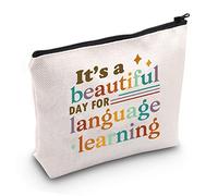 JXGZSO Trousse de maquillage pour enseignant d'anglais « It's a Beautiful Day for Language Learning » - Cadeau pour enseignant de grammaire ou enseignant d'anglais, SAC d'apprentissage de la langue