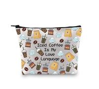 JXGZSO Trousse de toilette de voyage avec inscription « Iced Coffee Is My Love » - Cadeau inspiré du buveur - Trousse de toilette pour maquillage, Le café glacé est ma langue d'amour