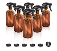 jxgzyy Lot de 6 flacons vaporisateurs vides en verre ambré (500 ml) - Récipient rechargeable pour huiles essentielles, brume de nettoyage - Pulvérisateur à gâchette réglable avec paramètres de jet de