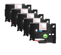 JXHDWYTYO 5PK 12mm Noir sur Blanc TZe-231 Rubans d'étiquettes compatibles avec Les imprimantes d'étiquettes TZE-241 335 TZ 631 H110 PT-1180(Red on White)