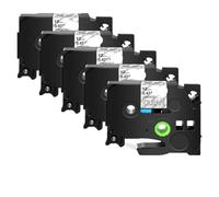 JXHDWYTYO 5PK 12mm Noir sur Blanc TZe-231 Rubans d'étiquettes compatibles avec Les imprimantes d'étiquettes TZE-241 335 TZ 631 H110 PT-1180(White on Clear)