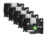 JXHDWYTYO 5PK 12mm Noir sur Blanc TZe-231 Rubans d'étiquettes compatibles avec Les imprimantes d'étiquettes TZE-241 335 TZ 631 H110 PT-1180(Black on Clear)
