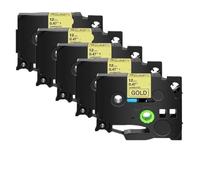 JXHDWYTYO 5PK 12mm Noir sur Blanc TZe-231 Rubans d'étiquettes compatibles avec Les imprimantes d'étiquettes TZE-241 335 TZ 631 H110 PT-1180(Black on Yellow)