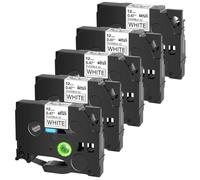 JXHDWYTYO Bandes d'identification Flexibles de 12 mm, compatibles avec l'imprimante FX211 FX221 FX231 FX631 FX131(5PK Black on White)