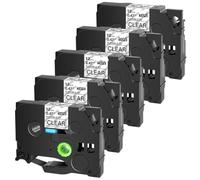 JXHDWYTYO Bandes d'identification Flexibles de 12 mm, compatibles avec l'imprimante FX211 FX221 FX231 FX631 FX131(5PK Black on Clear)