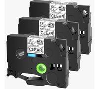 JXHDWYTYO Bandes laminées Flexibles Compatible avec Identification, 3 pièces, 12mm, compatibles avec Les Fournitures d'imprimante TZ Tze FX231 Fx131 Fx631 PT 1000(3PK Black on Clear)