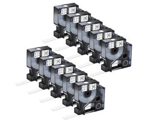 JXHDWYTYO Étiquettes permanentes en Polyester A18483, 12mm, Noir sur Blanc, Ruban Compatible avec Les Fournitures d'imprimante 18482 18483 18484 3000 4200 5000(10PK)