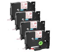 JXHDWYTYO Lot de 5 10 Rubans d'étiquettes de Rechange TZ FA231 TZe-FA231 TZe-FA3R compatibles avec Les imprimantes d'étiquettes en Tissu(4PK Red on White)