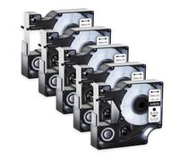 JXHDWYTYO Lot de 5 Rubans d'étiquettes laminés Standard de 12 mm compatibles avec Les Fournitures d'imprimante D1 45013 45010 Utilisation avec LabelManager 160 450(5PK Black on Clear)