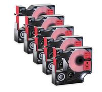 JXHDWYTYO Lot de 5 Rubans d'étiquettes laminés Standard de 12 mm compatibles avec Les Fournitures d'imprimante D1 45013 45010 Utilisation avec LabelManager 160 450(5PK Black on Red)