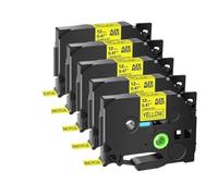 JXHDWYTYO Ruban d'étiquettes 5PK ou 10PK Tze 231 131 631, Cassette laminée de 6mm 9mm 12mm, Compatible avec Le Fabricant d'étiquettes(5PK-Black on Yellow)