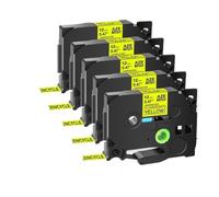 JXHDWYTYO Ruban d'étiquettes 5PK ou 10PK Tze 231 131 631, Cassette laminée de 6mm 9mm 12mm, Compatible avec Le Fabricant d'étiquettes(Fluo Black on Yellow)