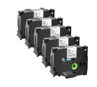 JXHDWYTYO Ruban d'étiquettes de Remplacement, 24mm, 5 pièces, Compatible avec marqueur d'étiquettes Blanc laminé TZE-251, Compatible avec PTD600 PT-P710BT