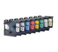 JXHDWYTYO Ruban d'étiquettes imprimé Noir sur Blanc Clair Rouge Bleu Jaune Vert 12mm, 8 pièces, Compatible avec D1 45010 45013 45018 45020