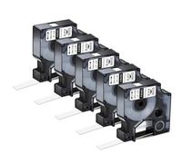 JXHDWYTYO Rubans d'étiquettes permanents en Polyester de 12mm, compatibles avec Les Fournitures d'imprimante 4200 5000 Compatible avec la référence 18483(5PK Black on White)