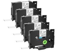 JXHDWYTYO Tubes thermorétractables 5.8mm, 5 pièces, Noir sur Blanc, compatibles avec Les Tubes d'étiquettes d'imprimante, Cassette à Cartouche Hse-211