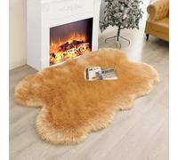 JXLOULAN Tapis en fausse fourrure douce et pelucheuse Marron clair 120 x 160 cm
