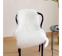 JXLOULAN Tapis en Peau de Mouton Synthétique Blanc 40x60 cm, Tapis Fausse Fourrure Carpette Moelleuse pour Chambre à Coucher, Salon, Jet de Divan de Décoration Chaise