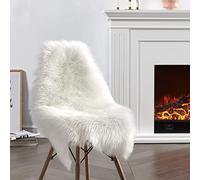 JXLOULAN Tapis en Peau de Mouton Synthétique Blanc 50x80 cm, Tapis Fausse Fourrure Carpette Moelleuse pour Chambre à Coucher, Salon, Jet de Divan de Décoration Chaise